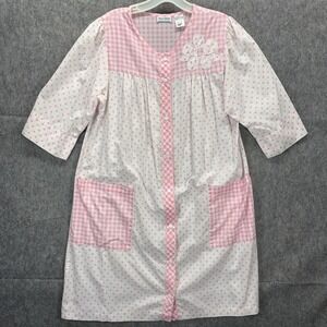 Vintage Kelly Reed Shirt Shift Dress GIngham Plaid Polka Dot Pink Floral 70s